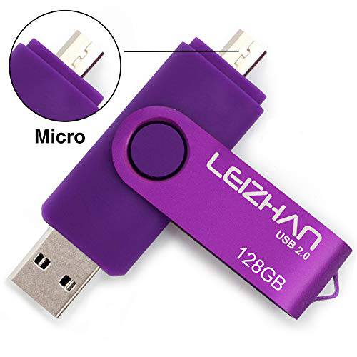 LEIZHAN Micro 플래시드라이브 64GB 펜 드라이브 퍼플 안드로이드 폰 Pendrive USB 2.0 메모리 스틱 for 삼성 갤럭시, 샤오미, LG, 소니, One-Plus, HTC, Meizu