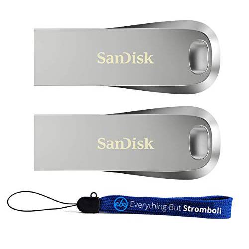 SanDisk 256GB 울트라 Luxe USB 3.1 플래시드라이브 (벌크, 대용량 2 팩) 150MB/ s 스피드 256 GB Pendrive Works with 컴퓨터, 노트북 (SDCZ74-256G-G46) 번들,묶음 with (1) Everything But 스트롬볼리 스트랩