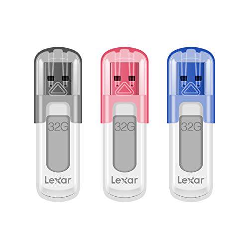 Lexar  점프드라이브 V100 32GB USB 3.0 플래시드라이브, 3-Pack 그레이, 핑크, 블루 (LJDV100032G-B3NNU)
