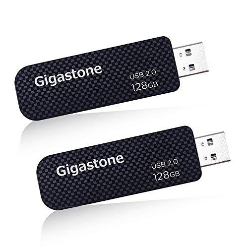Gigastone V30 128GB USB2.0 플래시드라이브 2-Pack, Capless 접이식 Design 펜 드라이브, 카본 파이버 Style, Reliable 퍼포먼스&  듀러블