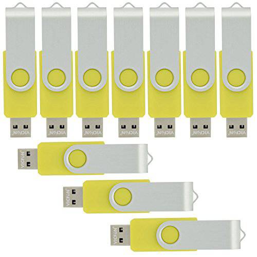 VICFUN 10pcs 2GB USB 조명 Drives 2GB USB 썸 드라이브 10 벌크, 대용량 Deal -옐로우, USB 2.0
