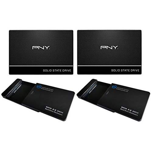 PNY 240GB SSD 2 팩 CS900 2.5 Sata III 내장 SSD SSD (SSD7CS900-240-RB) 번들,묶음 with (2) Everything But 스트롬볼리 SSD/ HDD 인클로저 USB 3.0