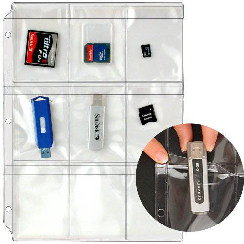 StoreSMART - Plastic Pages - 메모리 (SD) Cards and 조명 Drives - 탑 Load with Flaps - for 3-Ring Binders - 10-Pack - RMSTWPF-MEMRY-10