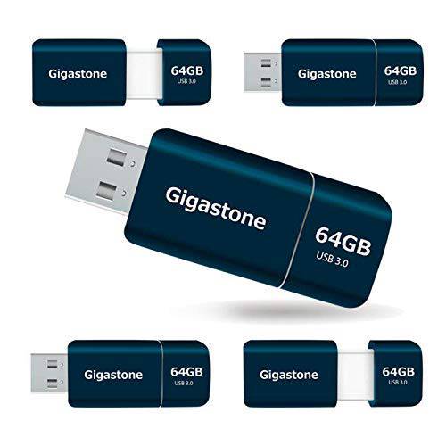 Gigastone Z60 64GB 5-Pack USB 3.1 플래시드라이브, 울트라 고속 펜 드라이브, Capless 접이식 Design 썸 드라이브, USB 2.0/ USB 3.0 인터페이스 호환가능한