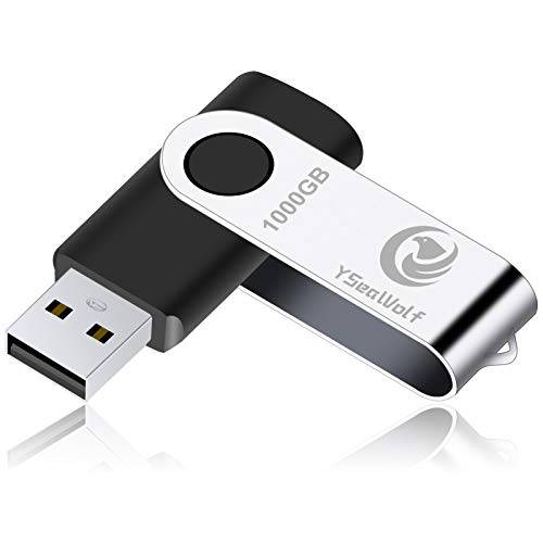 USB 플래시드라이브 1000GB, 2.0 USB 썸 드라이브 YSeaWolf 컴퓨터/ 노트북, 외장 데이터 스토리지 드라이브 회전 디자인, 메모리 스틱, 점프 드라이브 스토리지 저장 포토/ 비디오/ 음악/ File(Black)
