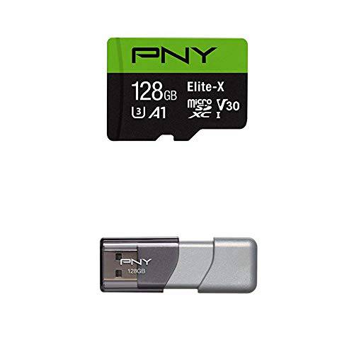 PNY Elite-X 마이크로 SD 128GB, U3, V30, A1, Class 10, up to 100MB/ s P-SDU128U3WX-GE PNY  터보 128GB USB 3.0 플래시드라이브 - (P-FD128GTBOP-GE)