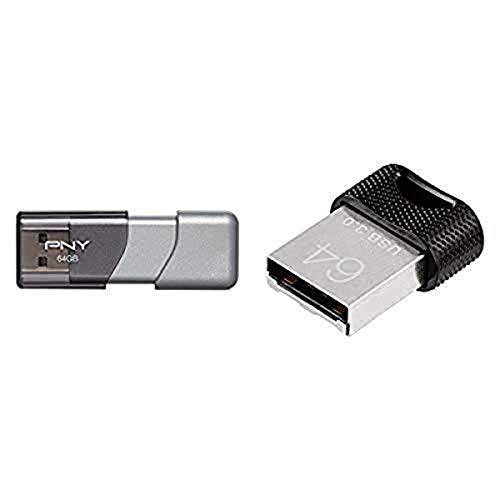 PNY  터보 64GB USB 3.0 플래시드라이브 - (P-FD64GTBOP-GE) and PNY Elite-X 호환 64GB 200MB/ sec USB 3.0 플래시드라이브 (P-FDI64GEXFIT-GE)