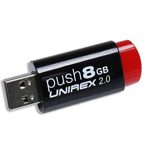 Unirex  푸시 8GB USB 2.0 썸 드라이브, 개폐식, 블랙 and 레드, Store on 열쇠고리, 키링 | 메모리 스틱 스토리지 is 호환가능한 컴퓨터, 태블릿, 태블릿PC, or 노트북