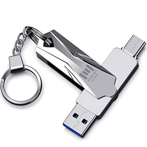 USB C 메탈 플래시드라이브 2 in 1 USB C to USB A 3.0 듀얼 썸 드라이브 키체인,키링,열쇠고리 128 GB 타입 c 메모리 스틱 점프 드라이브 컴퓨터, 맥북, 삼성 갤럭시 and Other USB-C 디바이스 by MOSDART