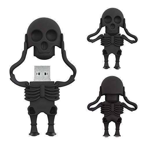 32GB USB 플래시드라이브 카툰 해골 모양 메모리 스틱, BorlterClamp 쿨 썸 드라이브 펜 드라이브 어메이징 선물, 블랙