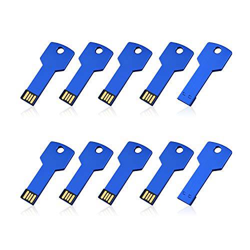RAOYI 10Pack 32GB USB 플래시드라이브 키 썸 드라이브 메탈 메모리 스틱,막대 점프 드라이브 32G, USB 2.0 스틱 블루