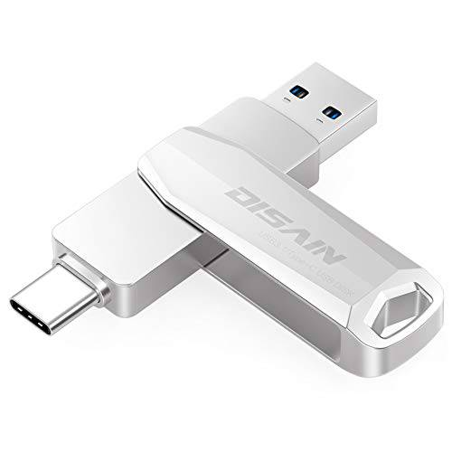 64GB USB C 플래시드라이브 DISAIN 2 in 1 OTG USB C+ USB 3.1 고속 듀얼 점프 드라이브 듀러블 메탈 타입 C 썸 드라이브 메모리 스틱 맥북 프로 에어, 크롬북 픽셀, 갤럭시