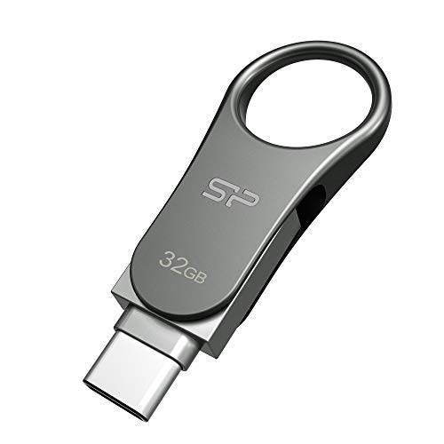 실리콘 파워 32GB USB-C 타입 C USB 3.0/ 3.1 세대 1 듀얼 플래시드라이브, 휴대용 C80, 호환가능한 삼성 갤럭시, 구글 픽셀