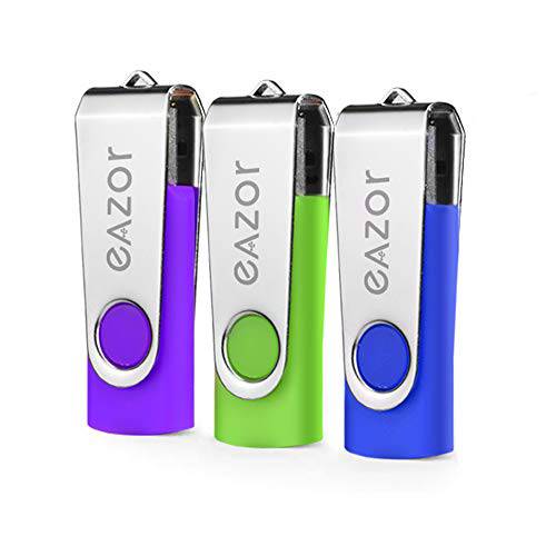 EAZOR 64GB USB 2.0 플래시드라이브, USB 스틱 썸 드라이브 회전 디자인 메모리 스틱 PC/ 노트북/ 외장 스토리지 데이터 점프 드라이브 포토 스틱 디지털 포토/ 비디오 (64GB-3Colors)