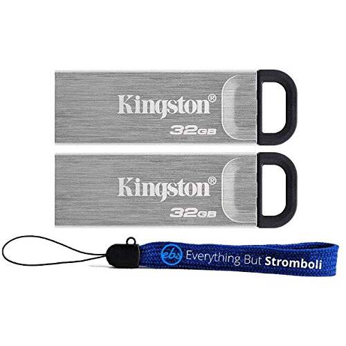 Kingston 32GB 플래시드라이브 DataTraveler Kyson (벌크, 대용량 2 팩) 메탈 USB 3.2 Type-A 드라이브 200MB/ s 고속 PenDrive 컴퓨터 or 노트북 (DTKN/ 32GB) 번들,묶음 (1) Everything But Stromboli  스트랩