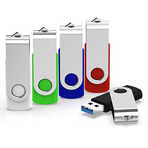 USB 3.0 플래시드라이브, 64 GB 플래시드라이브 3.0 64GB 썸 드라이브 KEXIN 5 팩 USB 점프 드라이브 메모리 스틱 Zip 드라이브, 5 컬러 (블랙, 블루, 그린, 화이트, 레드)