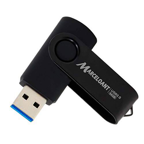 Marceloant 64GB USB 3.0 플래시드라이브, USB 스틱, 썸 드라이브 회전 디자인, 메모리 스틱 PC/ 노트북/ PS4/ 외장 스토리지 데이터, 점프 드라이브, 펜 드라이브, 포토 스틱 디지털 포토 (블랙)