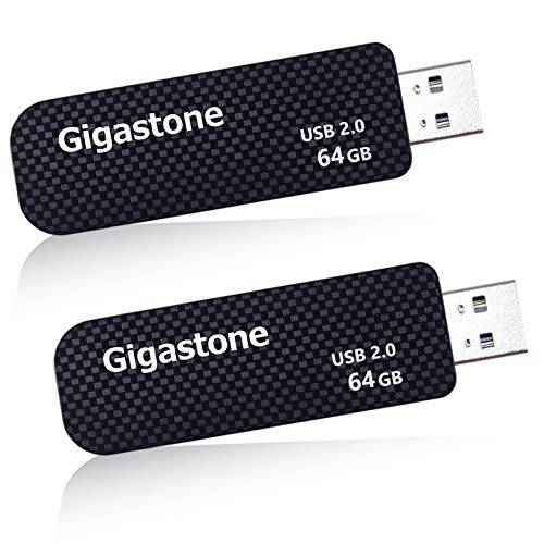 Gigastone V30 64GB USB2.0 플래시드라이브 2-Pack, 캡리스 개폐식 디자인 펜 드라이브, 카본 파이버 스타일, Reliable 퍼포먼스&  듀러블