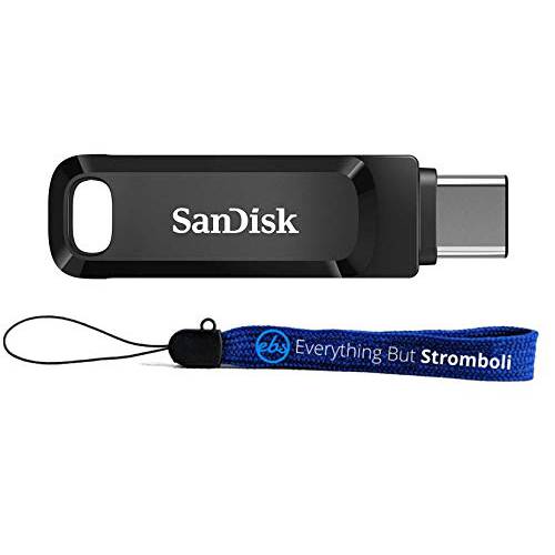 SanDisk 울트라 듀얼 드라이브 고 USB 타입 A& Type-C 128GB 플래시드라이브 스마트폰,  태블릿, &  컴퓨터 - 고속 USB 3.1 펜 드라이브 (SDDDC3-128G-G46) 번들,묶음 1 Everything But 스트롬볼리 스트랩