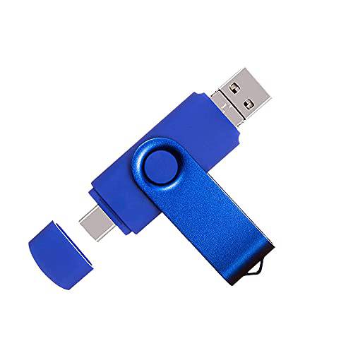 ABLAZE 3-in-1 OTG 128GB 플래시드라이브 안드로이드 휴대폰 컴퓨터 태블릿 USB 2.0 타입 C 플래시드라이브 마이크로 USB 플래시드라이브 만능 USB 포토 스틱 썸 드라이브 메모리 스틱 Pendrive (블루, 128GB )
