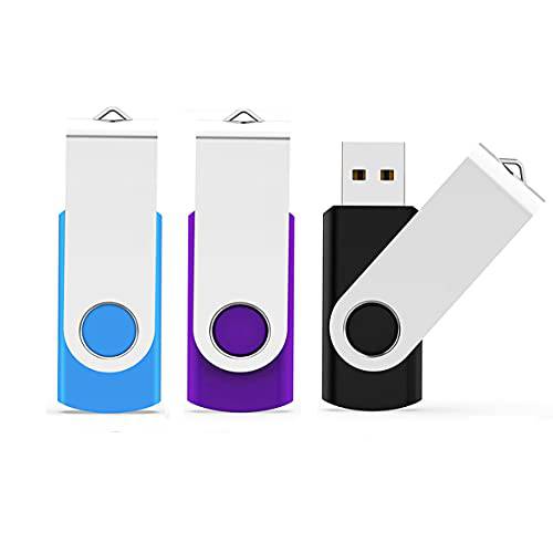 USB 플래시드라이브 8GB 3 팩 USB USB 2.0 썸 드라이브 점프 드라이브 메모리 스틱 (3 컬러: 블랙, 블루, 퍼플, 8 GB)