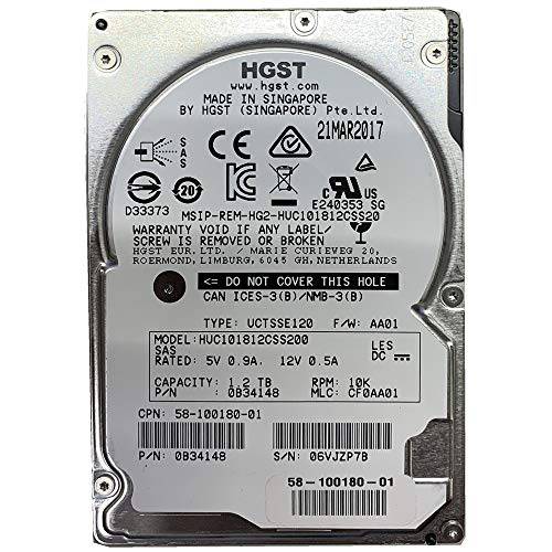 HGST 1.2TB HDD 10K RPM 2.5 12Gb/ s SAS 하드 디스크 드라이브 모델: HUC101812CSS200 DP/ N: 0KV02