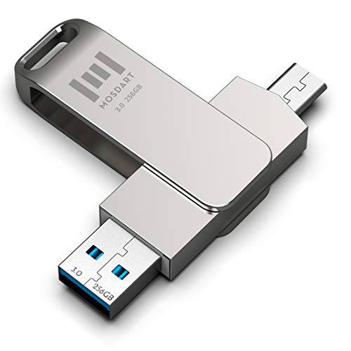 MOSDART 256GB USB C 플래시드라이브 2 in 1 OTG USB C to USB A 3.0 듀얼 썸 드라이브 256 GB 타입 c 메모리 스틱 메탈 썬더볼트 3 포트 점프 드라이브 360 도 회전 USB-C 디바이스