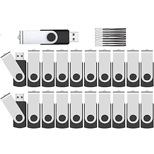 20 팩 플래시 드라이브 4GB 끈, ABLAZE 프리미엄 USB 2.0 썸 드라이브 벌크, 대용량 USB 메모리 스틱 4GB Pendrive 점프 드라이브 (4GB 20 팩, 블랙)