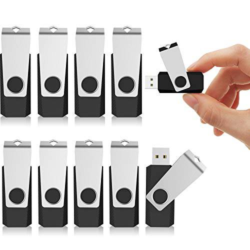 KEXIN 10 팩 64GB 플래시드라이브 USB 플래시드라이브 썸 드라이브 메모리 스틱 USB 드라이브 스위블 드라이브 점프 드라이브 블랙 (64 GB, 10 팩)