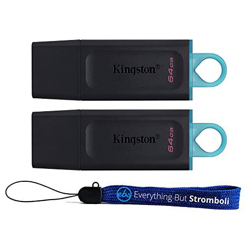 Kingston DataTraveler Exodia 64GB USB 3.2 플래시 드라이브 (벌크, 대용량 2 팩) Type-A 드라이브 세대 1 고속 PenDrive 컴퓨터, 노트북, PC (DTX/ 64GB) 번들,묶음 (1) Everything But 스트롬볼리 스트랩