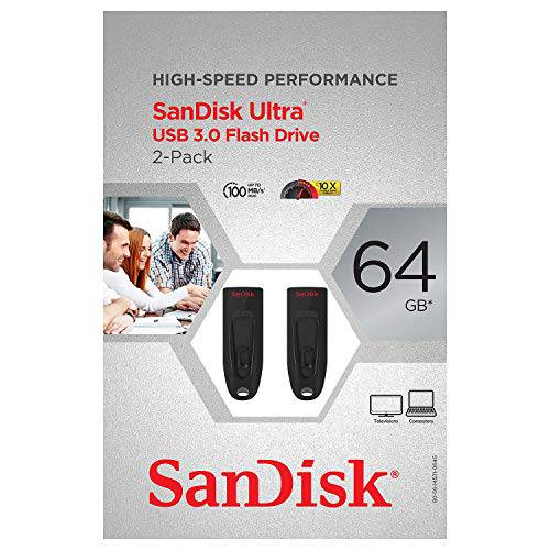 Sandisk 울트라 64GB USB 3.0 플래시 드라이브 100MB/ S 2 팩 SDCZ48-064G-A16S2