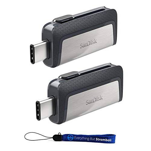 SanDisk 울트라 256GB (2 팩) 듀얼 드라이브 USB Type-C (SDDDC2-256G-G46) Everything But 스트롬볼리 (TM) 스트랩