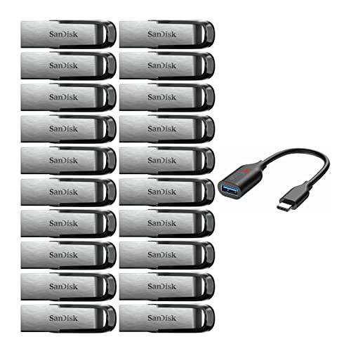 SanDisk 32GB 울트라 Flair USB 3.0 플래시드라이브 (20-Pack) USB-C to USB-A 어댑터 번들,묶음 (21 아이템)
