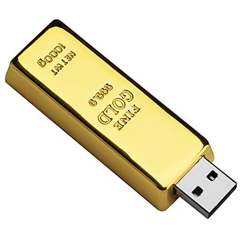 64GB USB 플래시드라이브 골드 Bar-Shaped, BorlterClamp Novelty USB 드라이브 Funny 썸 드라이브 메모리 스틱 외장 데이터 스토리지