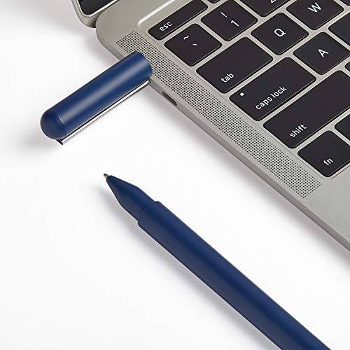 Lexon C-Pen - 블랙 잉크 볼펜, USB-C 플래시 메모리, 32GB,  스테인레스 스틸 클립, ABS 메인 바디 - 다크 블루