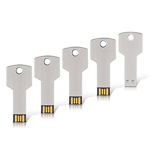 RAOYI 5 팩 32GB USB 플래시드라이브 USB 2.0 메탈 키 쉐입 메모리 스틱 썸 드라이브 펜 Drive-Silver