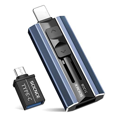 SCICNCE USB 3.0 플래시드라이브 512GB Intended 아이폰, USB 메모리 스틱 외장 스토리지 썸 드라이브 포토 스틱 호환가능한 아이폰, 안드로이드 and 컴퓨터 (다크 블루)