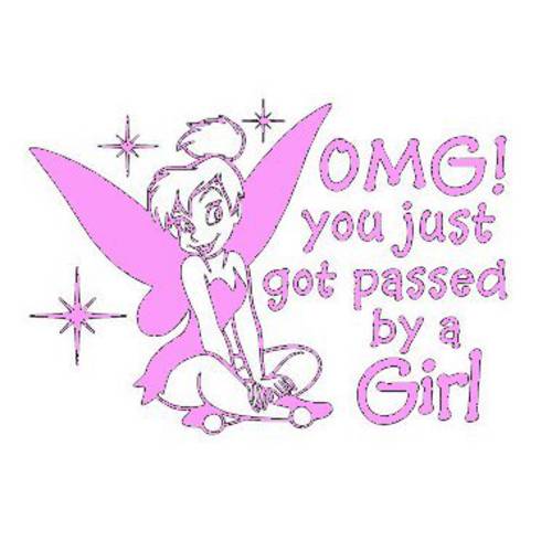 CCI OMG You Got Passed by A Girl Tinkerbell 데칼,스티커 Vinyl Sticker|Cars 트럭 밴 벽 Laptop|Pink |6.75 in| CCI 396