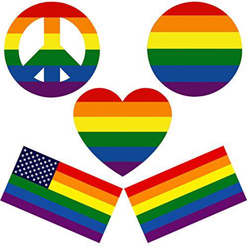 ZELIN  레인보우 LGBT Gay Pride Stripes 깃발 Vinyl 데칼,스티커/ 스티커 for 차량용, 노트북, 장식,데코, 윈도우, 실내 or 아웃도어 Use - 5 팩