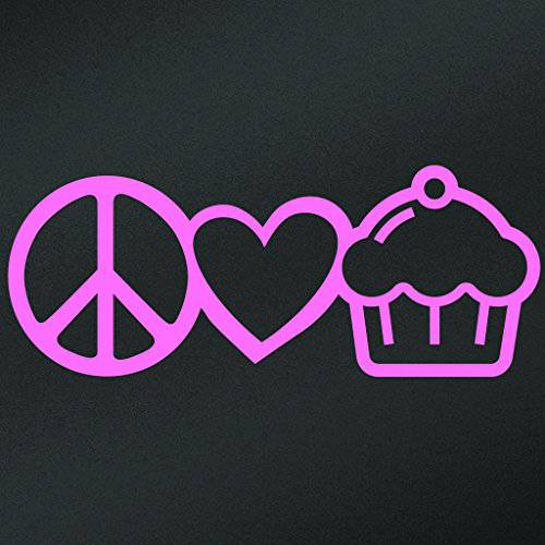 평화 Love 컵케이크 Vinyl 데칼,스티커 스티커 | 자동차 트럭 밴 벽 노트북 Cups | 핑크 | 7.5 X 2.9 Inch | KCD 1628P