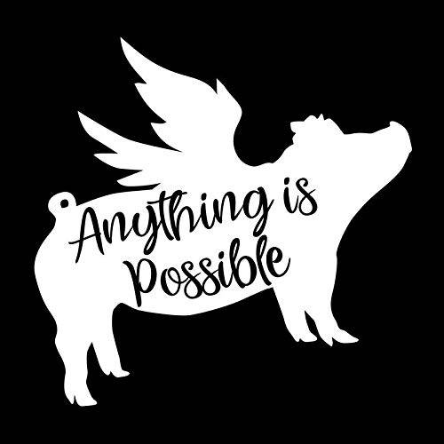 Anything is Possible Pigs Fly Vinyl 데칼,스티커 스티커 | 자동차 트럭 밴 SUV 벽 Cups 노트북 | 5 Inch | 화이트 | KCD 2671