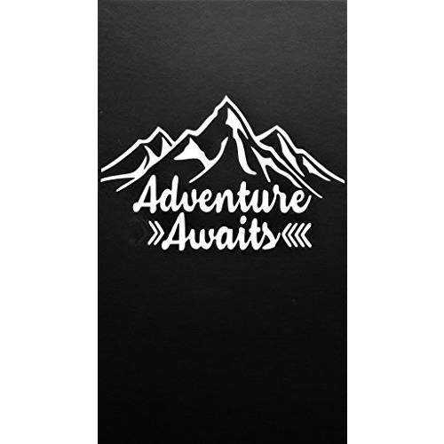 Chase Grace Studio Adventure Awaits 아웃도어 Hiking Camping Mountains Vinyl 데칼,스티커 Sticker|White| 자동차 트럭 밴 SUV 노트북 벽면 Art|6.5 X 4.25|CGS513