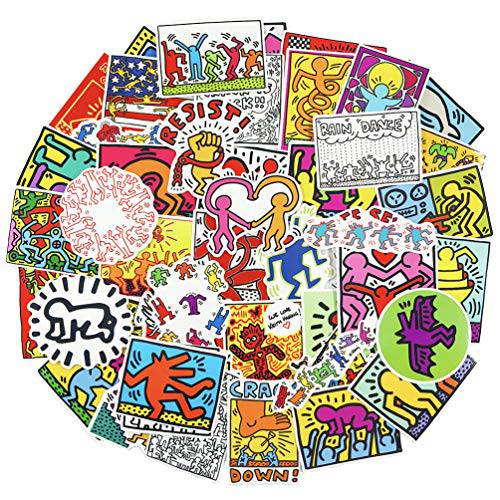Keith Haring 아트 낙서 스티커 for 노트북 50pcs Funny 스케이트 보드 짐가방,캐리어 노트북 자동차 데칼,도안