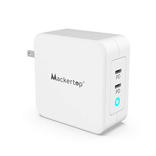 Mackertop Gan 테크 100W PD 충전, 듀얼 Port 45W USB C 벽면 충전, PD 3.0 Type-C 고속 퀵 충전 어댑터 호환가능한 for 96W 맥북 프로/ 에어, 델 XPS, 아이패드 프로, 아이폰 11Pro USB-C 노트북