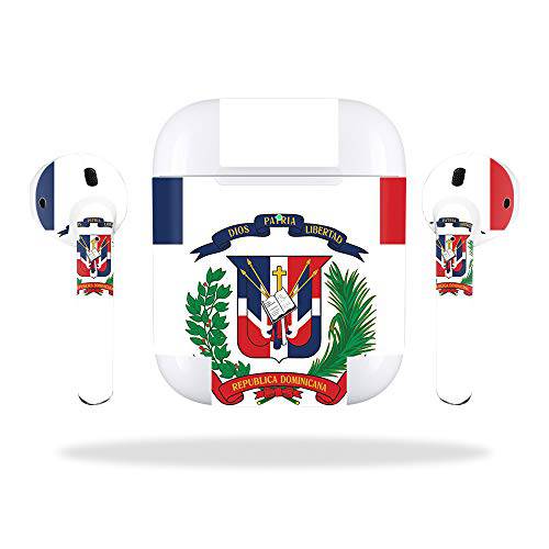 MightySkins 스킨 호환가능한 애플 에어팟 2 (2019) - Dominican 깃발 | 보호, 듀러블, and 독특한 비닐 데칼 랩 커버 | 쉬운사용, 제거, and 체인지 Styles | Made in The USA