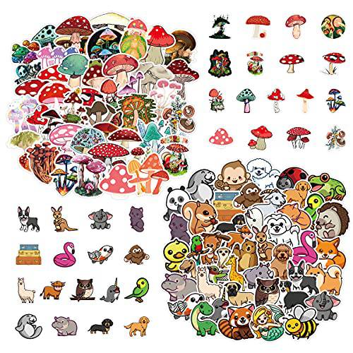 100 PCS 버섯 자연 귀여운 동물 스티커, Colorful 방수 스티커 플라스크, 노트북,  물병, 워터보틀, 귀여운 미적 비닐 Stickers.Water/ 썬 방지 리유저블,재사용