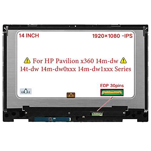 GBOLE 교체용 HP Pavilion x360 14m-dw 14t-dw 14m-dw0xxx 14m-dw1xxx 14t-dw0xx 시리즈 LCD 디스플레이 터치 스크린 디지타이저 조립품 (Not 지원 스타일러스)