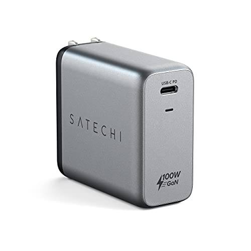 Satechi 100W USB-C PD 벽면 충전기  파워풀 GaN Tech  호환가능한 2020/ 2019 맥북 프로, 2020/ 2018 맥북 에어, 2021 아이패드 프로 M1, 2020/ 2018 아이패드 프로, 2020/ 2018 아이패드 에어 (US)