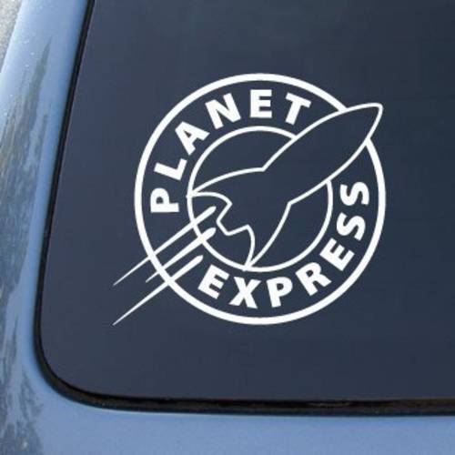 Futurama Planet Express ( 실루엣) - 비닐 - 4 와이드 (컬러: 화이트) 데칼 노트북 태블릿, 태블릿PC 스케이트 보드 자동차 윈도우 스티커