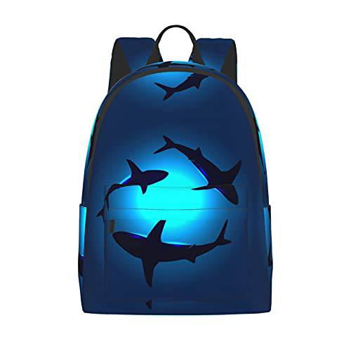 FeHuew 16 인치 백팩 바다 동물 Shark 노트북 백팩 풀 프린트 학교 책가방 숄더 백 여행용 데이팩